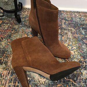 ELIE TAHARI DARYN CAMEL GENUINE LEATHER SUEDE BOOTIES